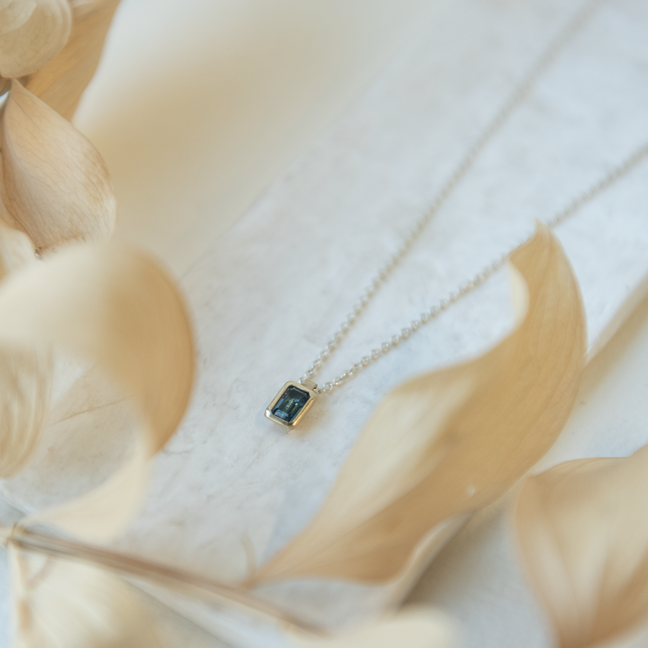 Andrea Mueller Blue Topaz Emerald Cut Necklace WALL SPACE