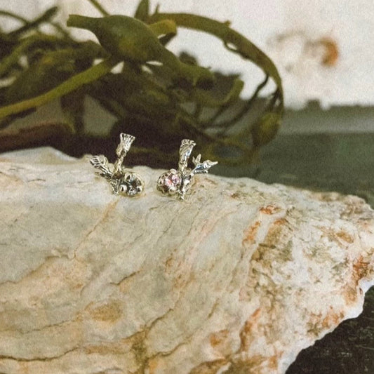 RYHN, Silver Montana Sapphire Thistle Studs