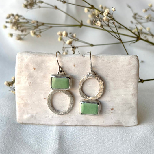 Galili Ellis, Asymmetrical Variscite Silver Earrings