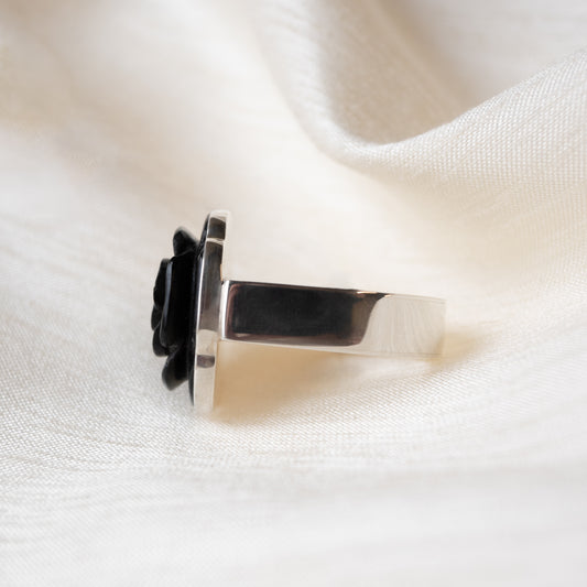 Alexandra Temple, Obsidian Rose Silver Ring