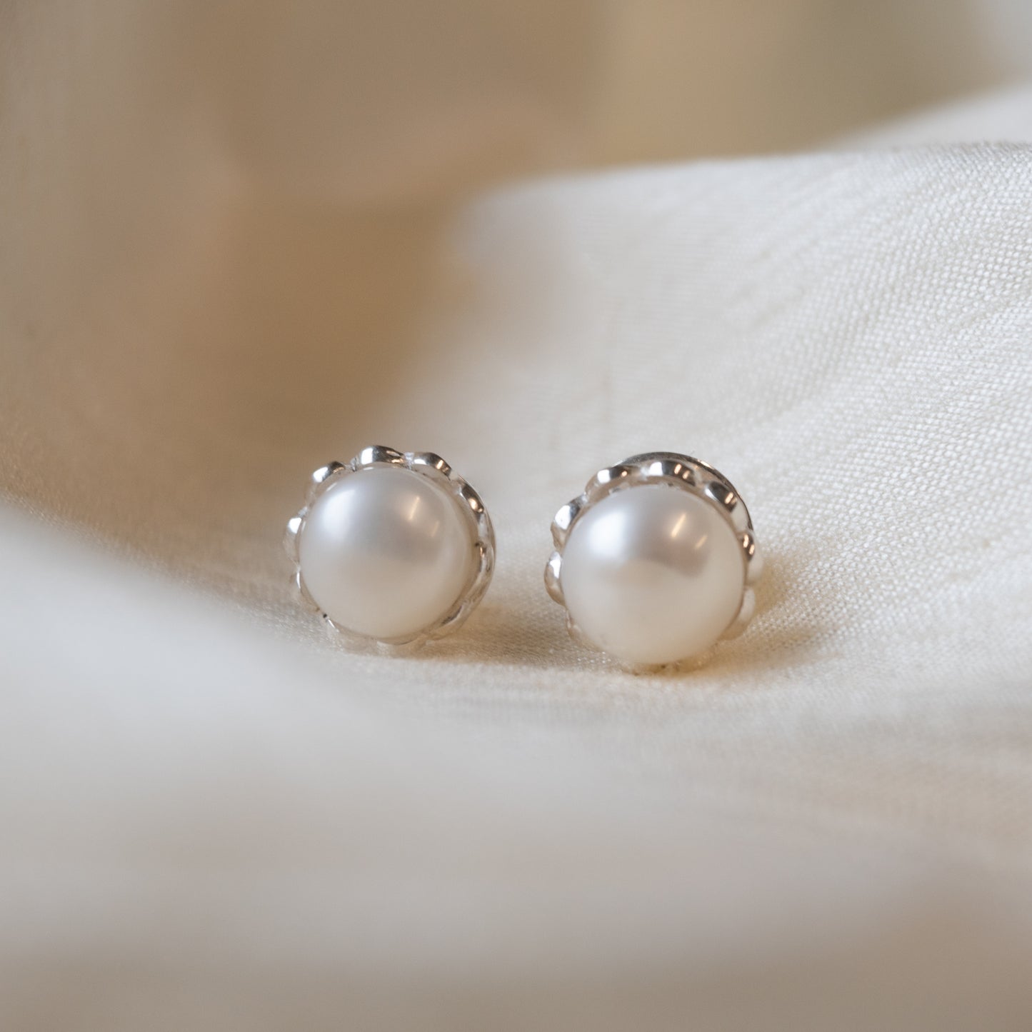 Alexandra Temple, Freshwater Pearl Silver Earrings