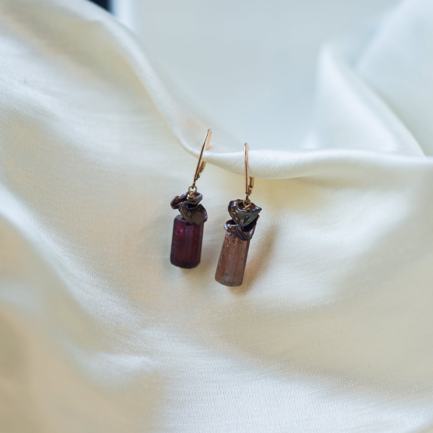 Brenda Wong, Tourmaline and Ruffled Keishi Pearl Earrings