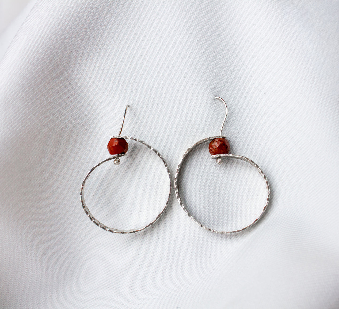 Galili Ellis, Silver Circle Earrings with Jasper Stones
