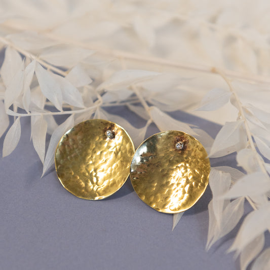 Galili Ellis, Hammered Brass Circle Earrings