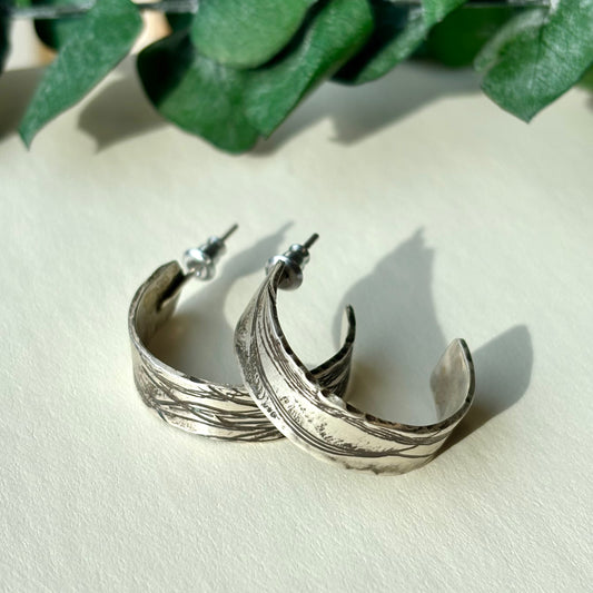 Galili Ellis, Silver Hoops with Lined Details