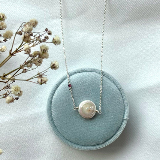 Kathryn Rebecca, Pearl Coin Silver Necklace