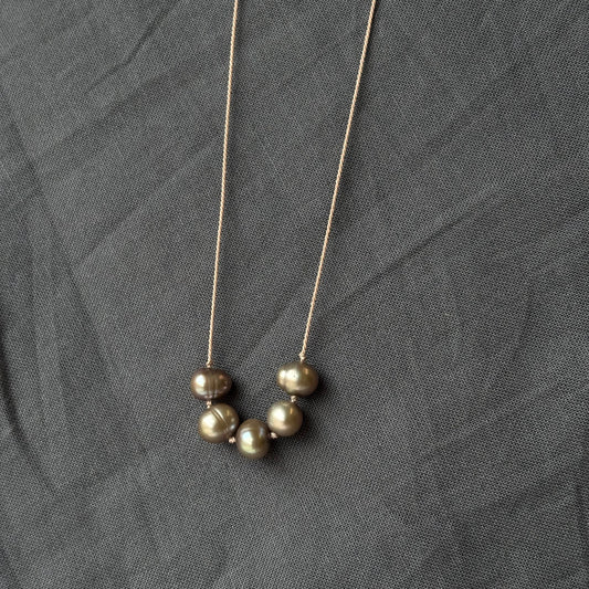 Kathryn Rebecca, Pearls on Silk Cord Necklace