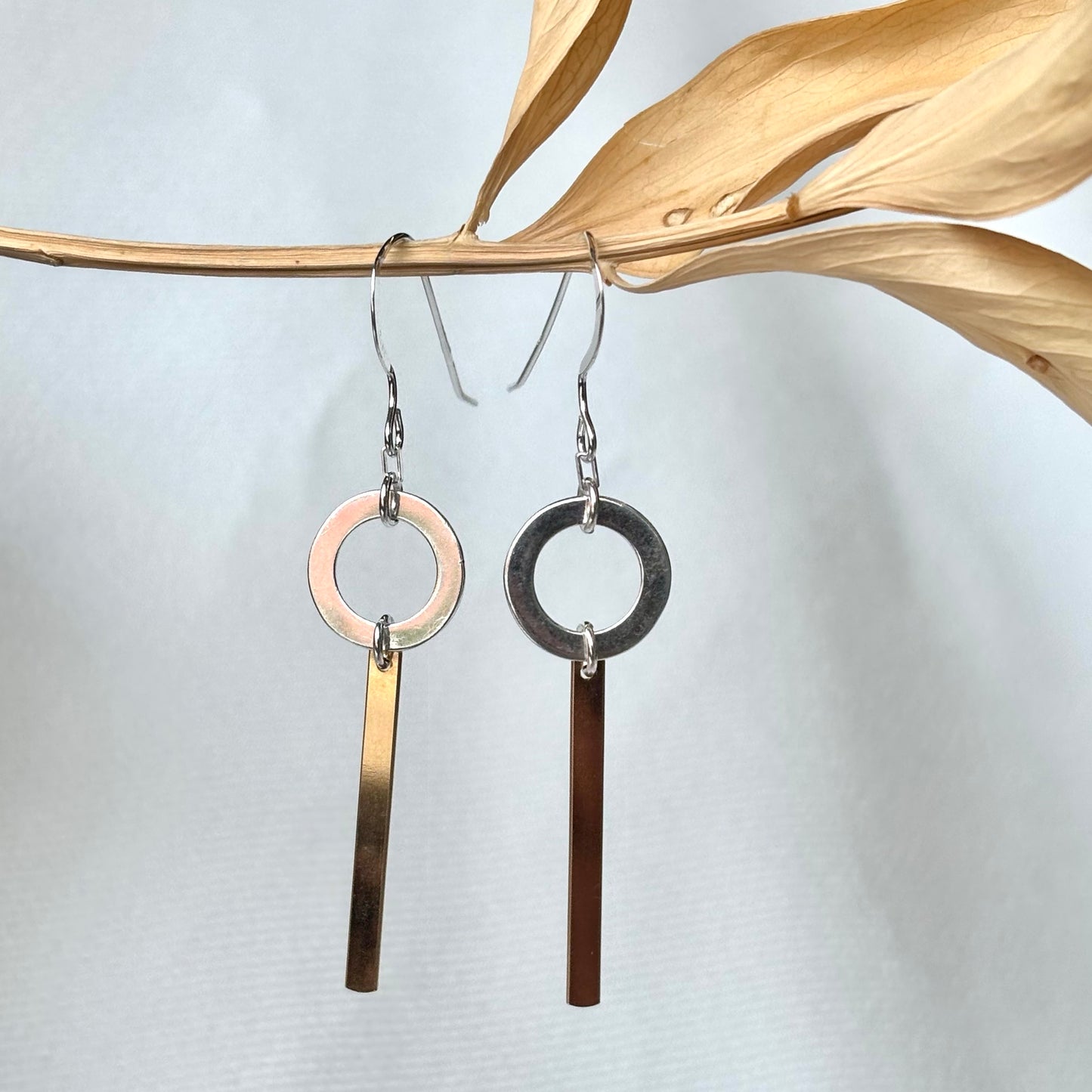 Brenda Wong, Silver and Gold Circle Earrings