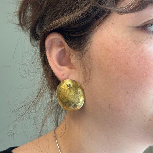 Galili Ellis, Brass Convex Circle Earrings