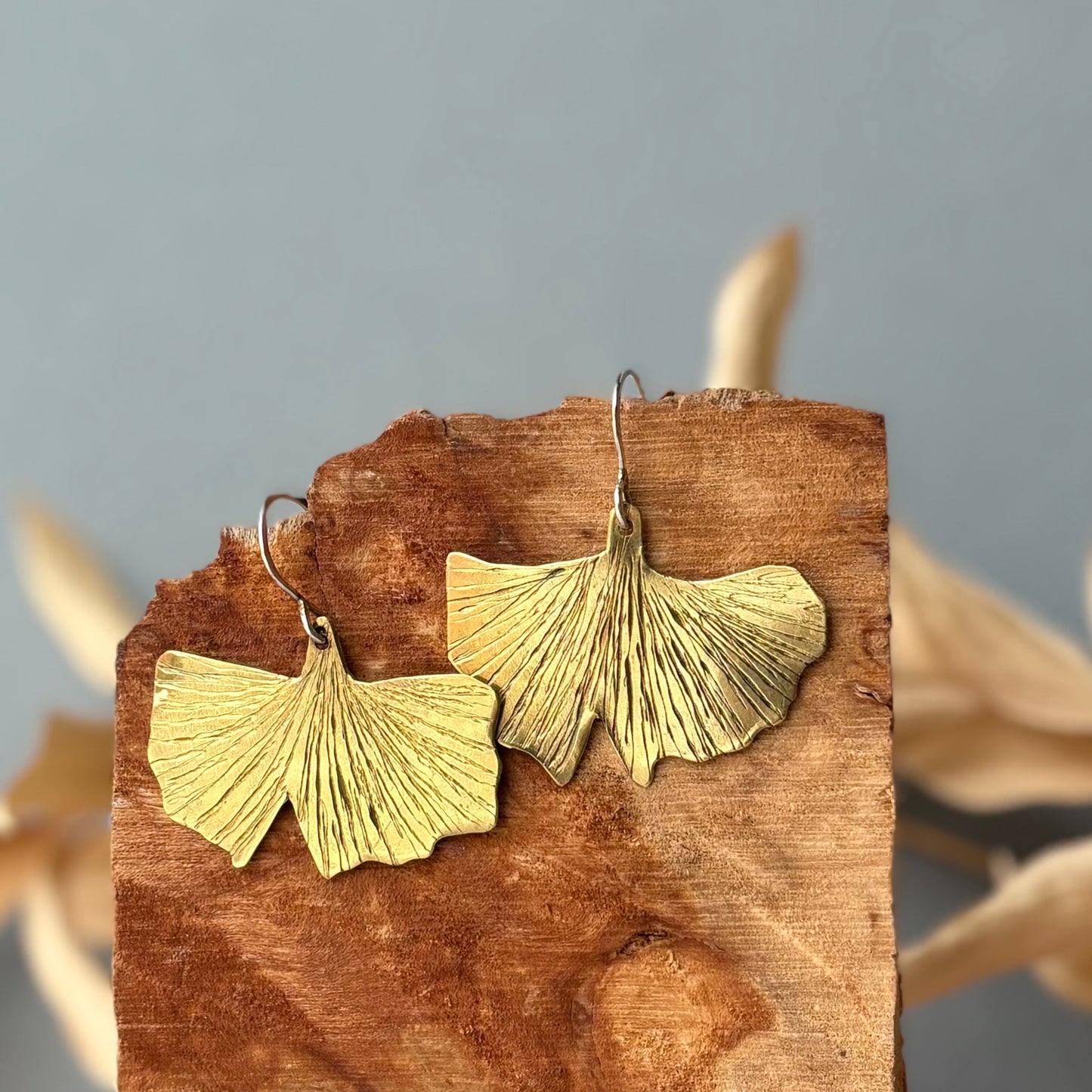 Galili Ellis, Brass Ginkgo Earrings