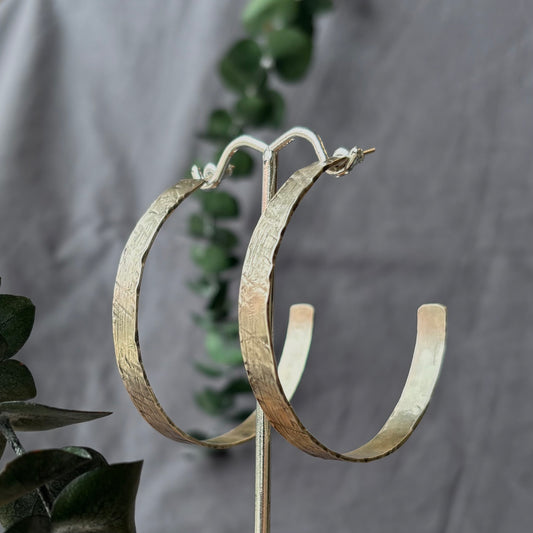 Galili Ellis, Large Textured Silver Hoops