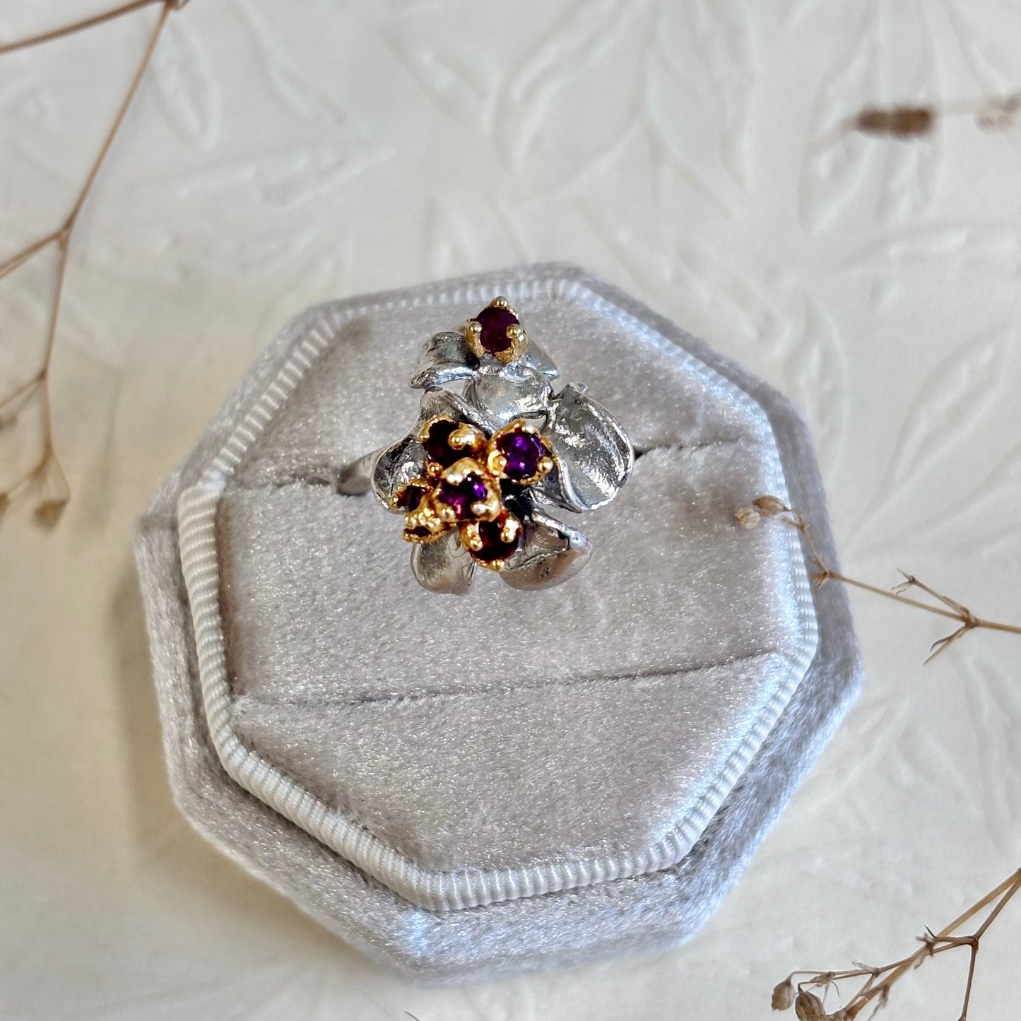 Out Designs, Garnet Flowers Ring