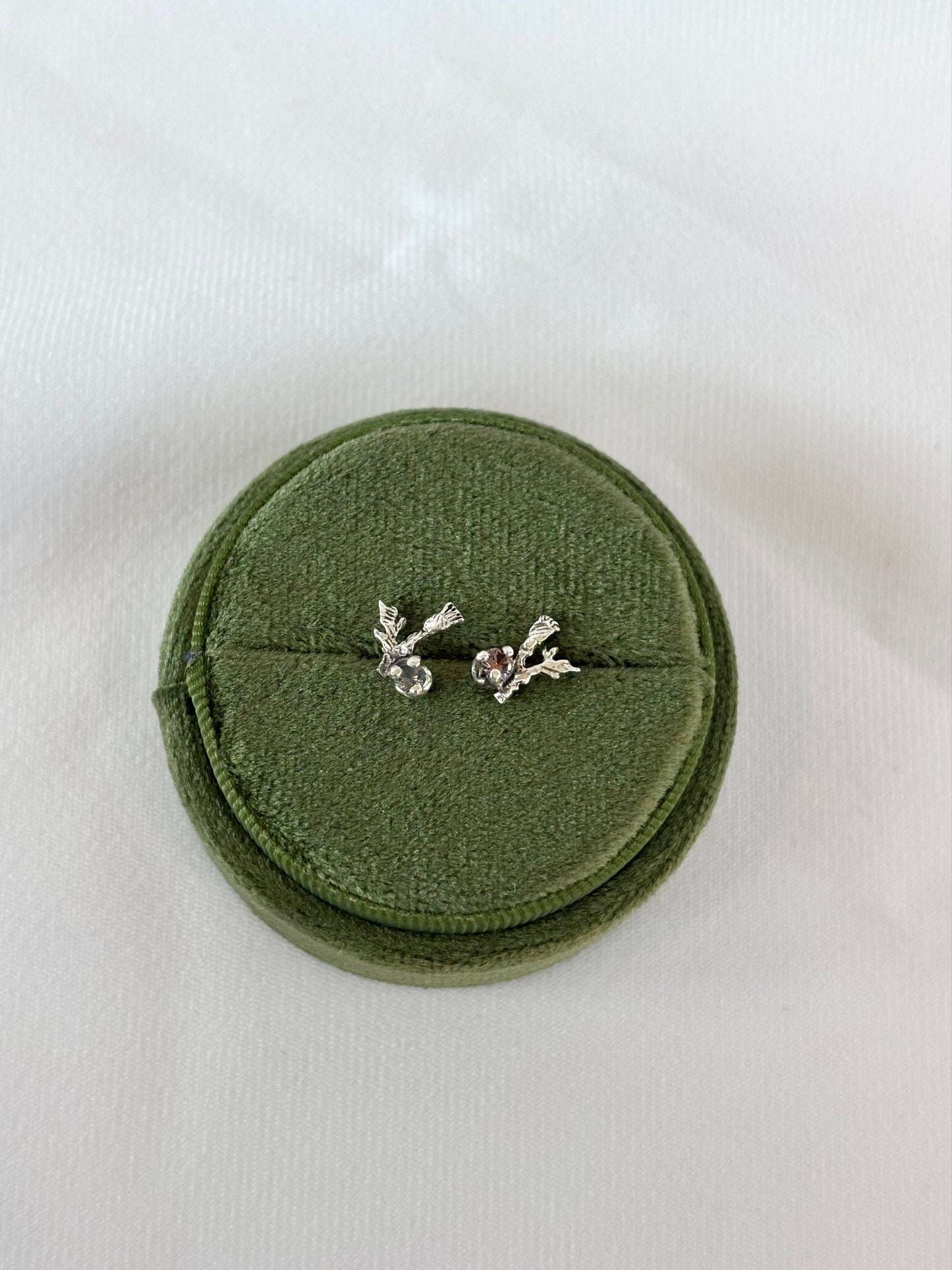 RYHN, Silver Montana Sapphire Thistle Studs