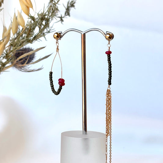 Hailey Jane, Mismatch Gem and Chain Earrings