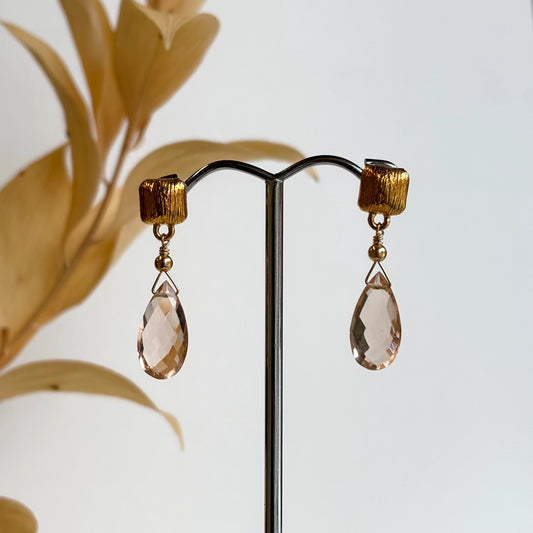 Kathryn Rebecca, Blush Quartz Drop Earrings