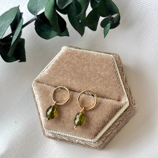 Brenda Wong, Gold Circle Stud Gemstone Earrings