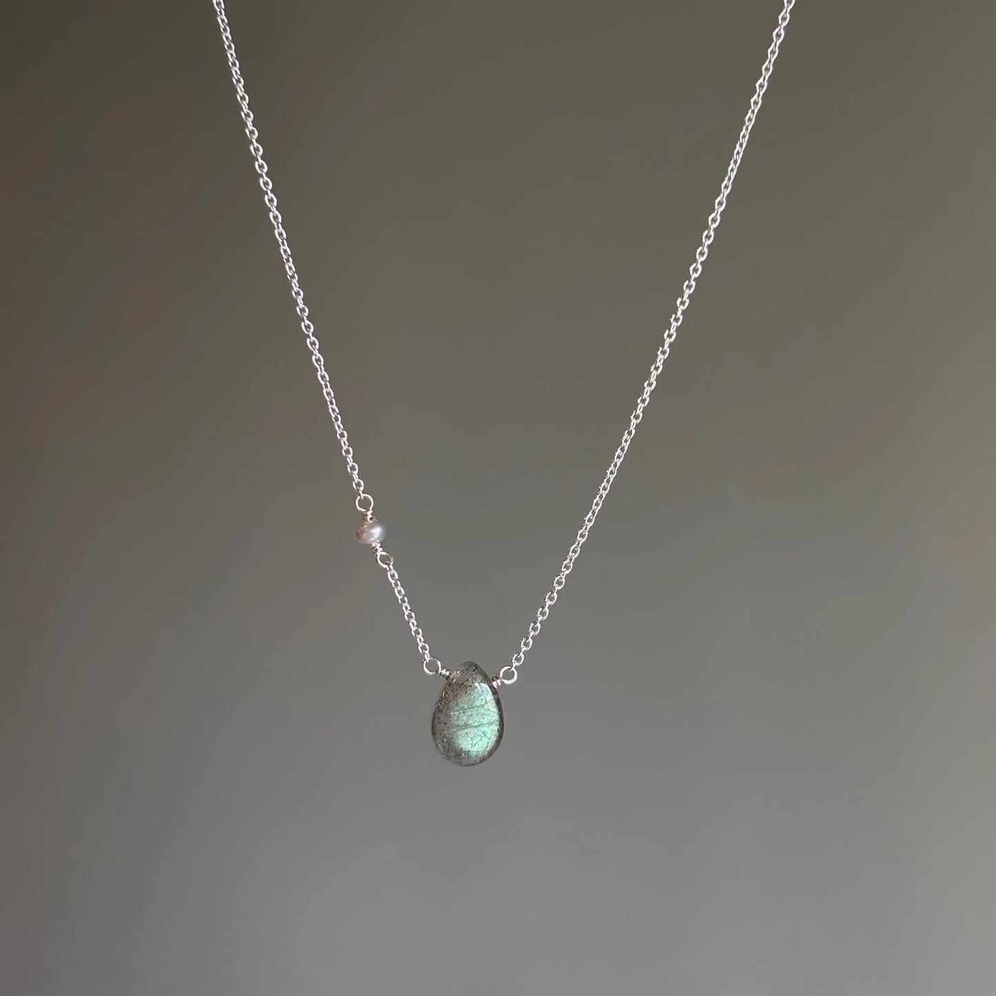 Kathryn Rebecca, Silver Pear Labradorite Necklace