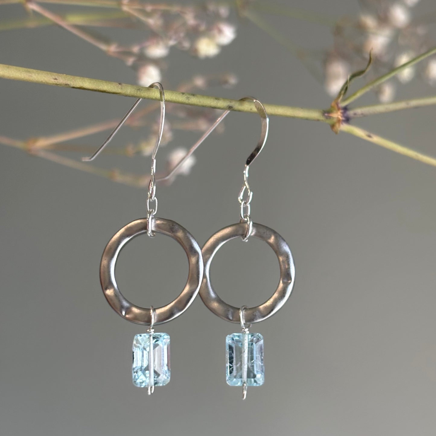 Brenda Wong, Silver Aquamarine Drop Earrings
