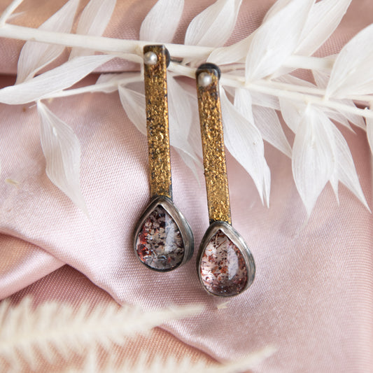Lori Francescutti, Strawberry Quartz Pendulum Earrings