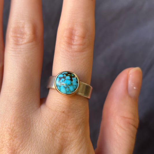 Galili Ellis, Turquoise Ring with Gold 14k Bezel