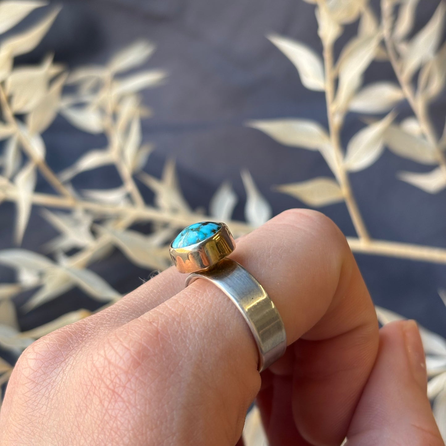 Galili Ellis, Turquoise Ring with Gold 14k Bezel