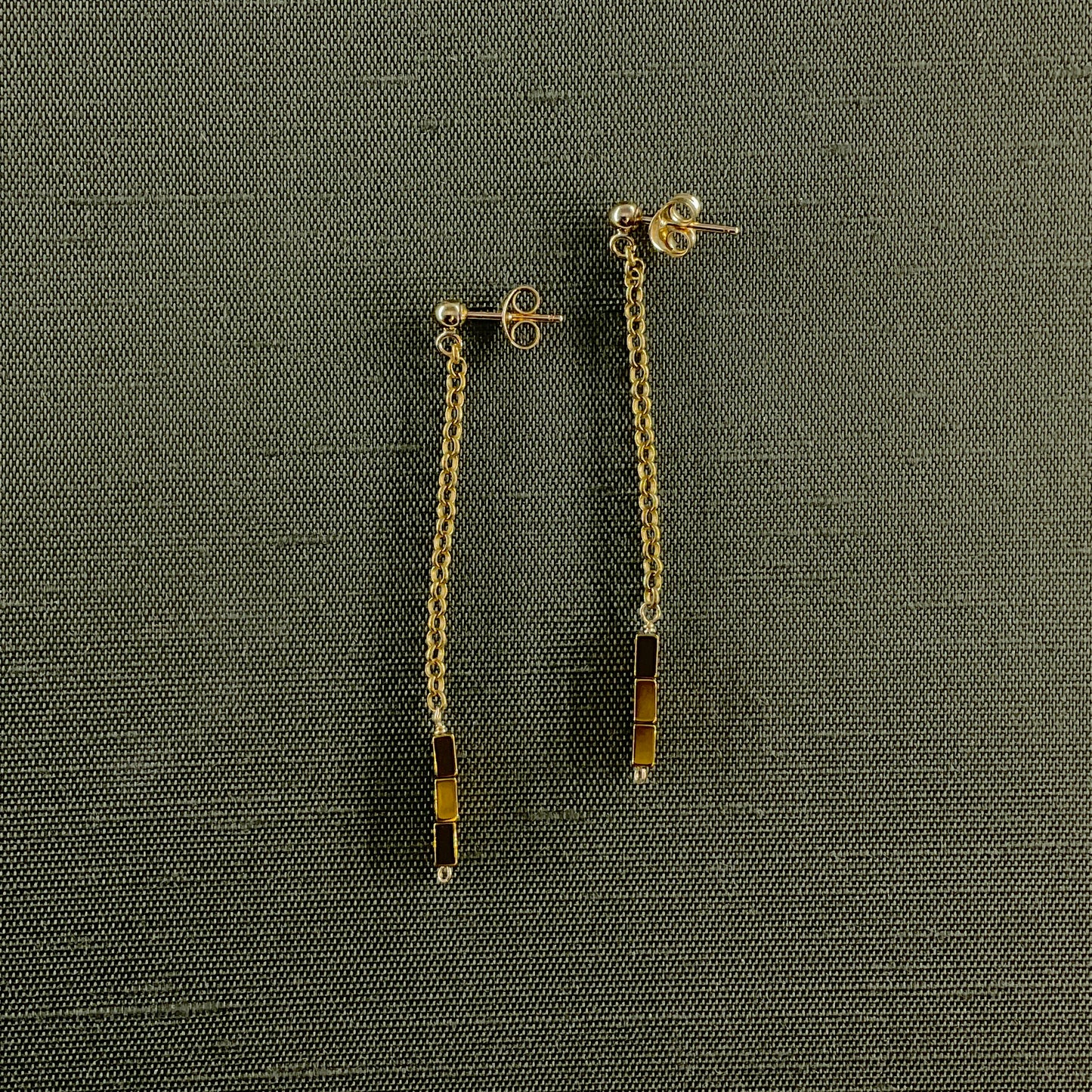 Brenda Wong, Chain Earrings with Hematite Beads