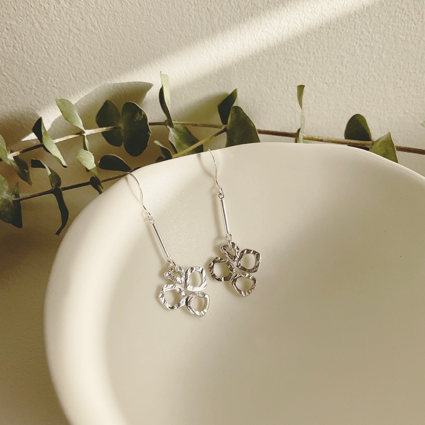 Brenda Wong, Silver Floral Clover Earrings