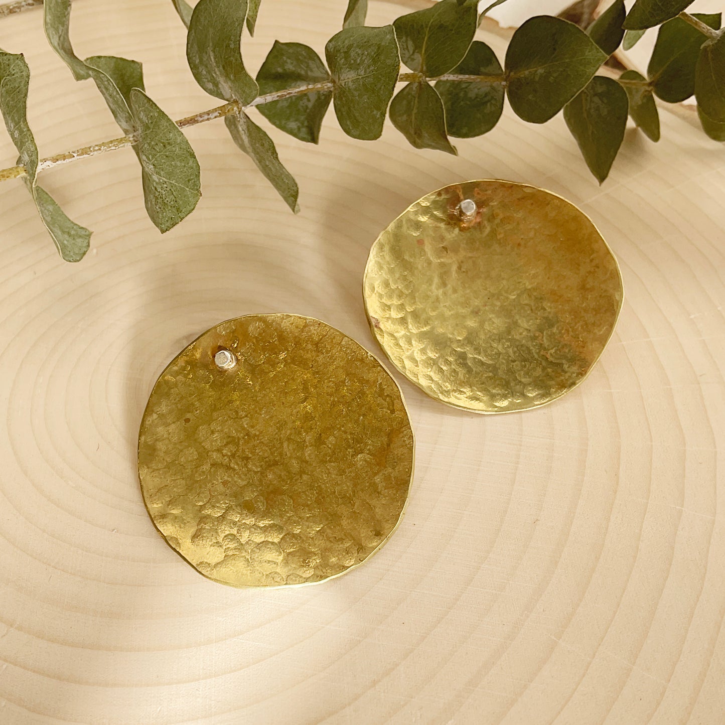 Galili Ellis, Hammered Brass Circle Earrings