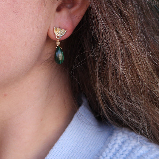 Kathryn Rebecca, Malachite Rainbow Drop Earrings