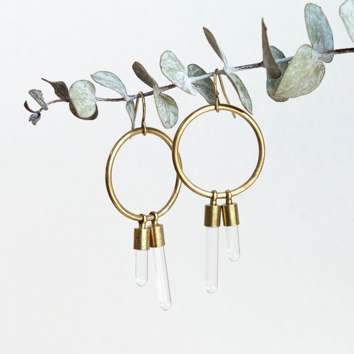 Silvia Taylor, Brass Hoops with Glass Bead Detail
