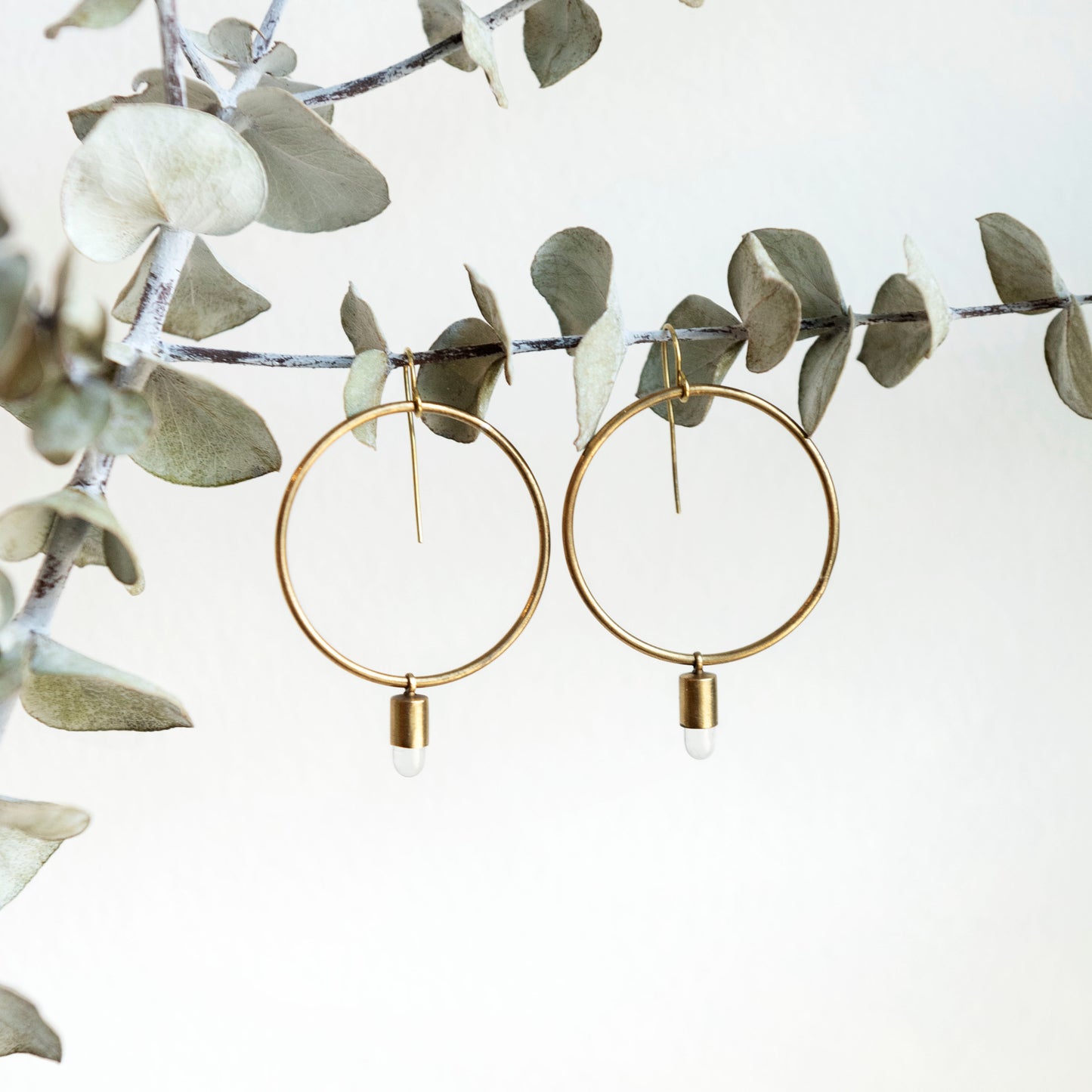 Silvia Taylor, Brass Hoops with Glass Bead Detail