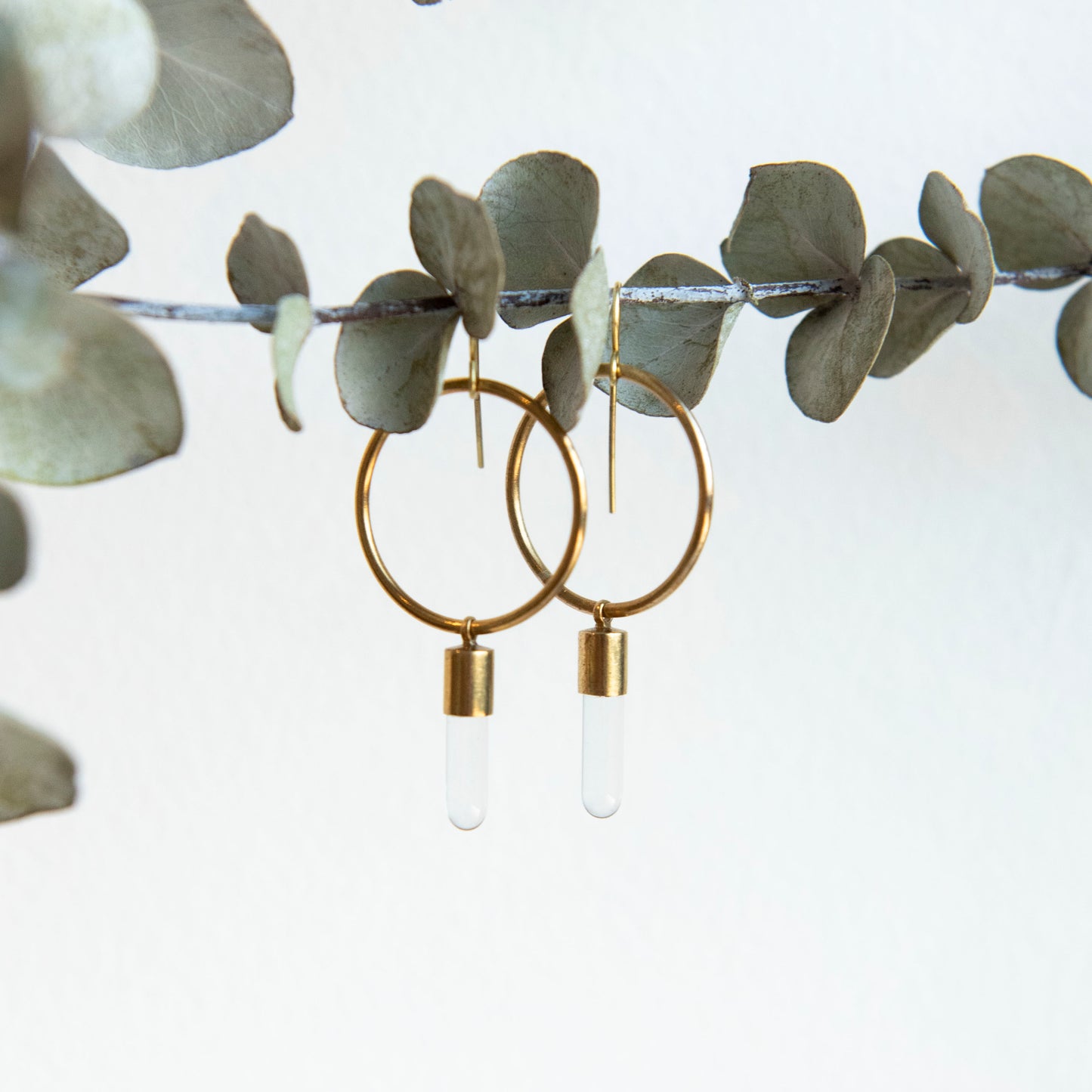 Silvia Taylor, Brass Hoops with Glass Bead Detail