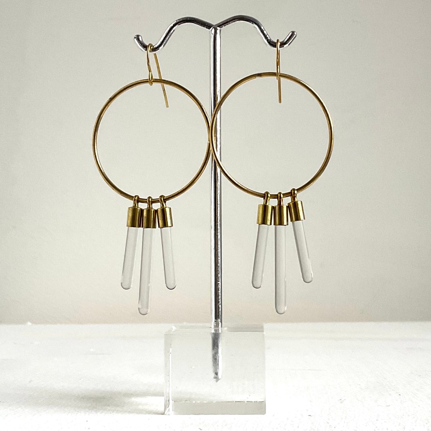 Silvia Taylor, Brass Hoops with Glass Bead Detail