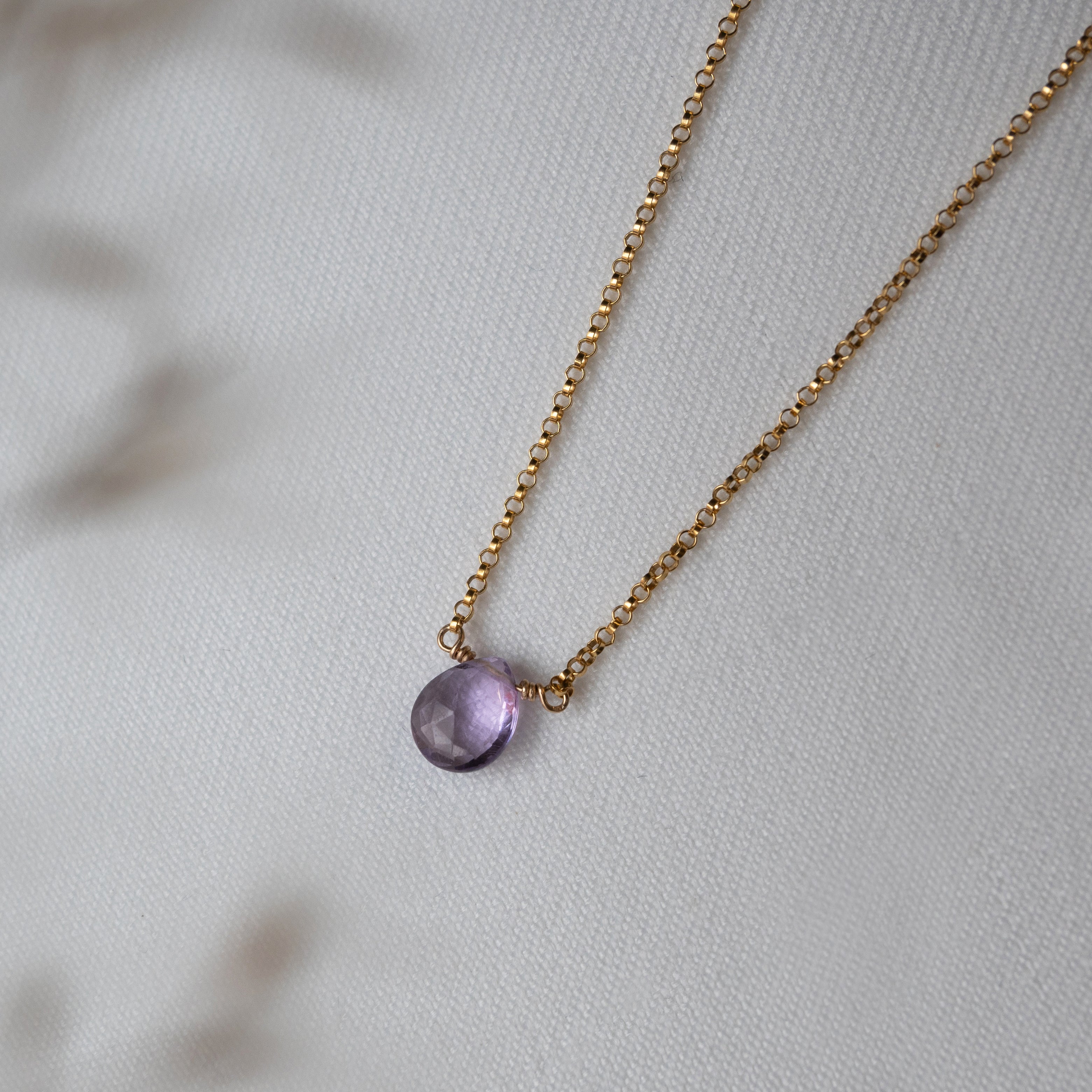 Kathryn Rebecca, Amethyst Pear Gold Necklace-2