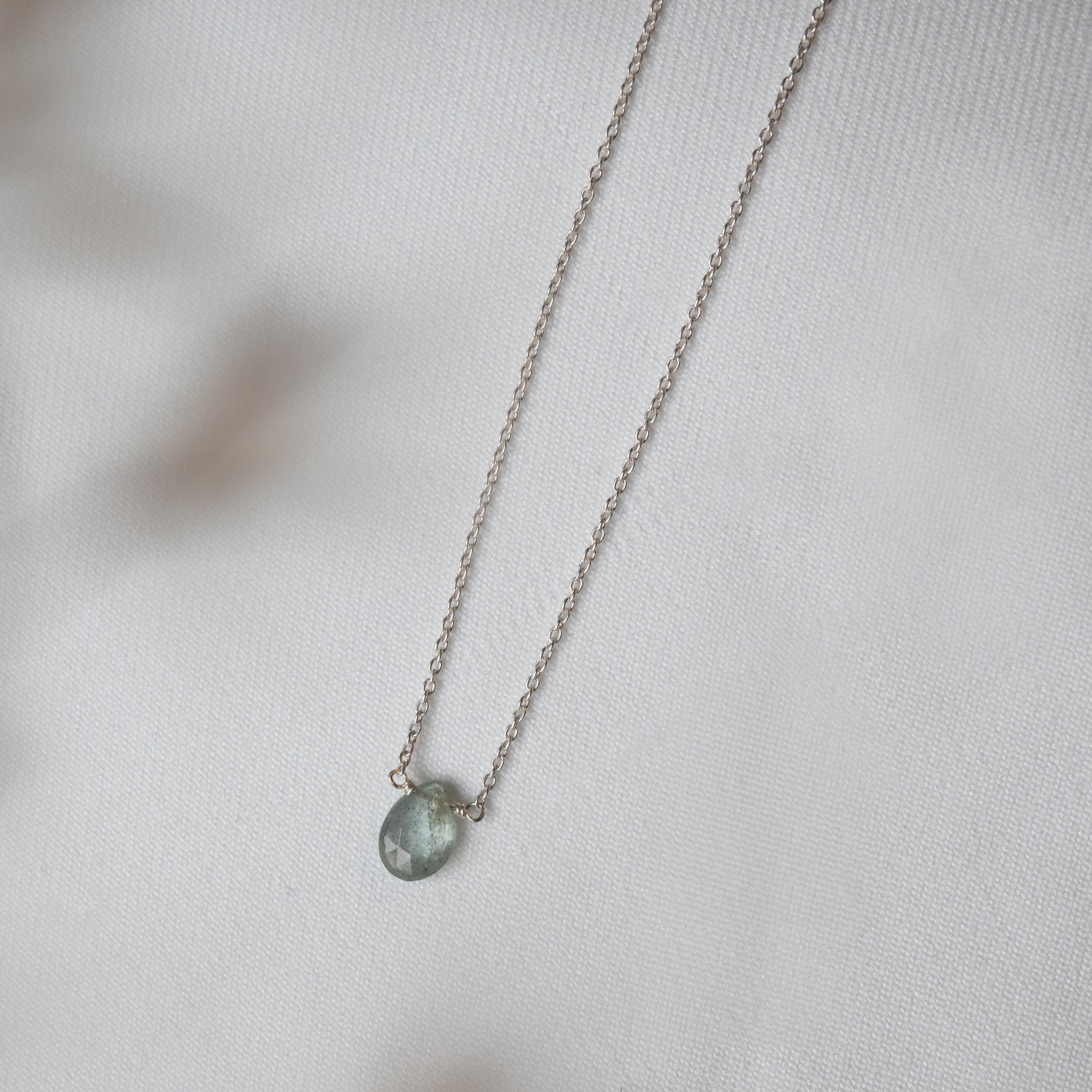 Kathryn Rebecca, Moss Aquamarine Pear Necklace
