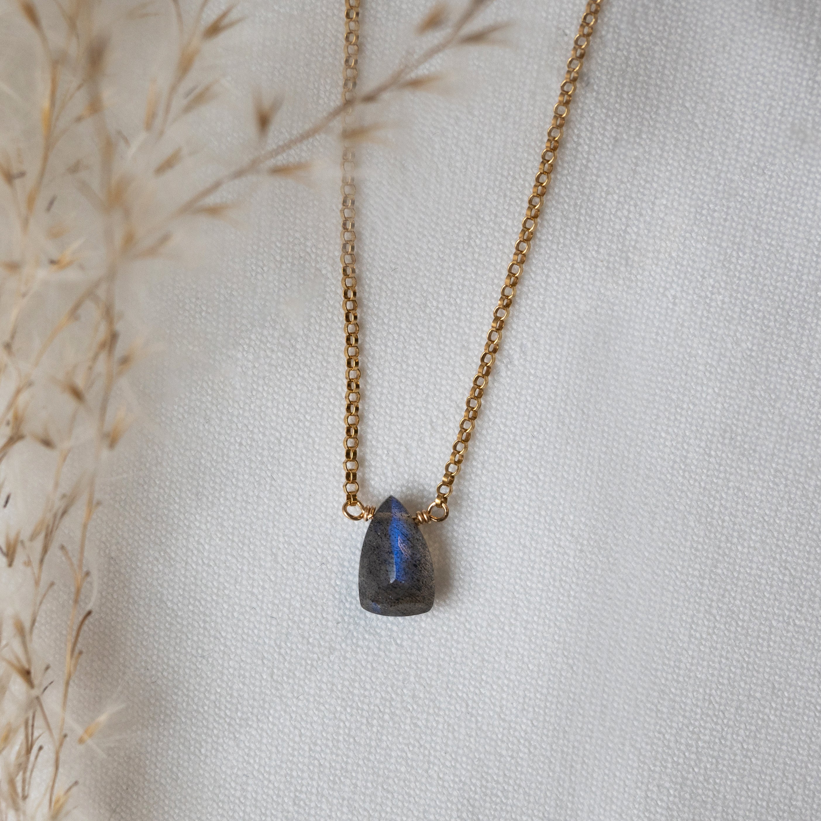 Kathryn Rebecca, Faceted Labradorite Gold Necklace-1