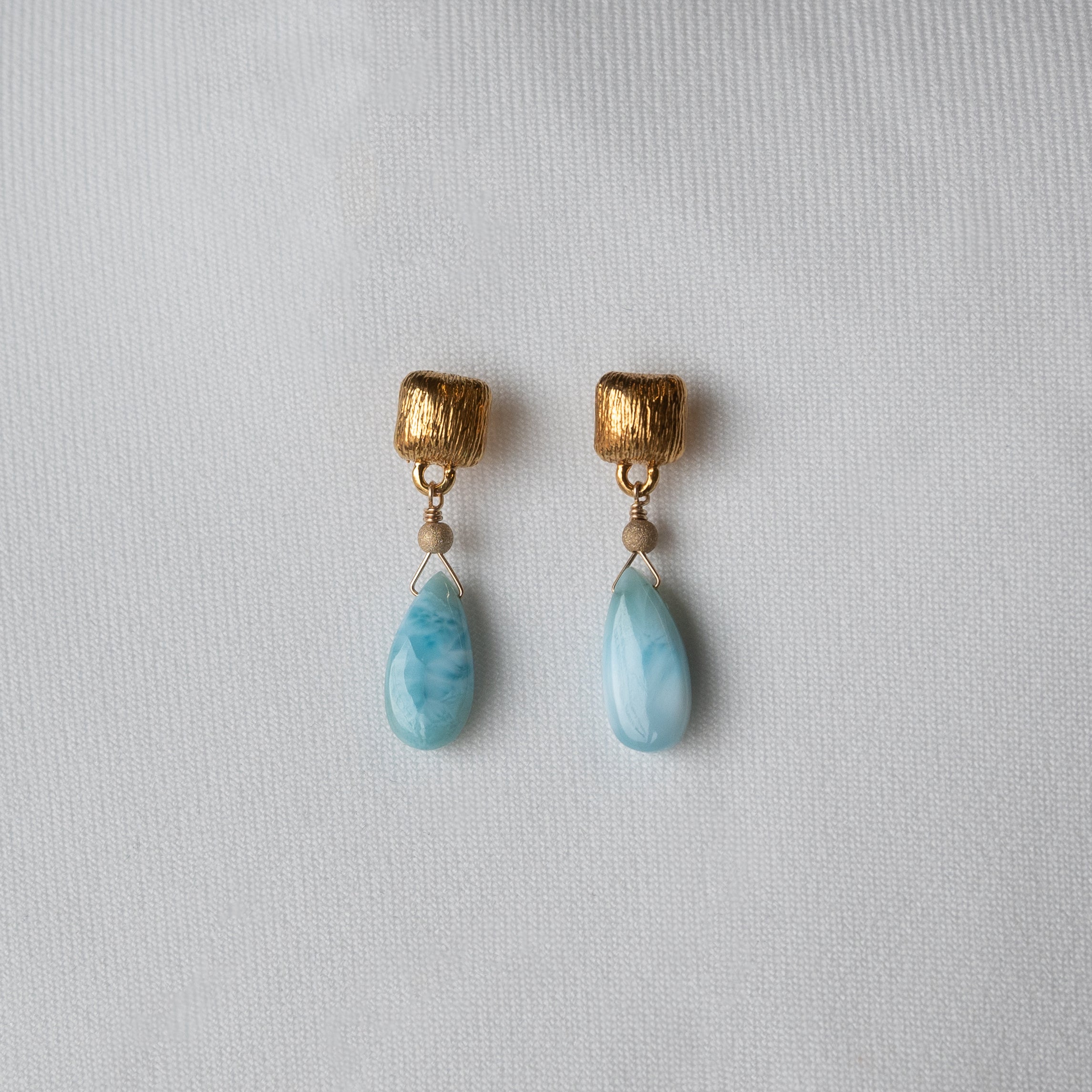 Kathryn Rebecca, Larimar Cushion Drop Earrings-2