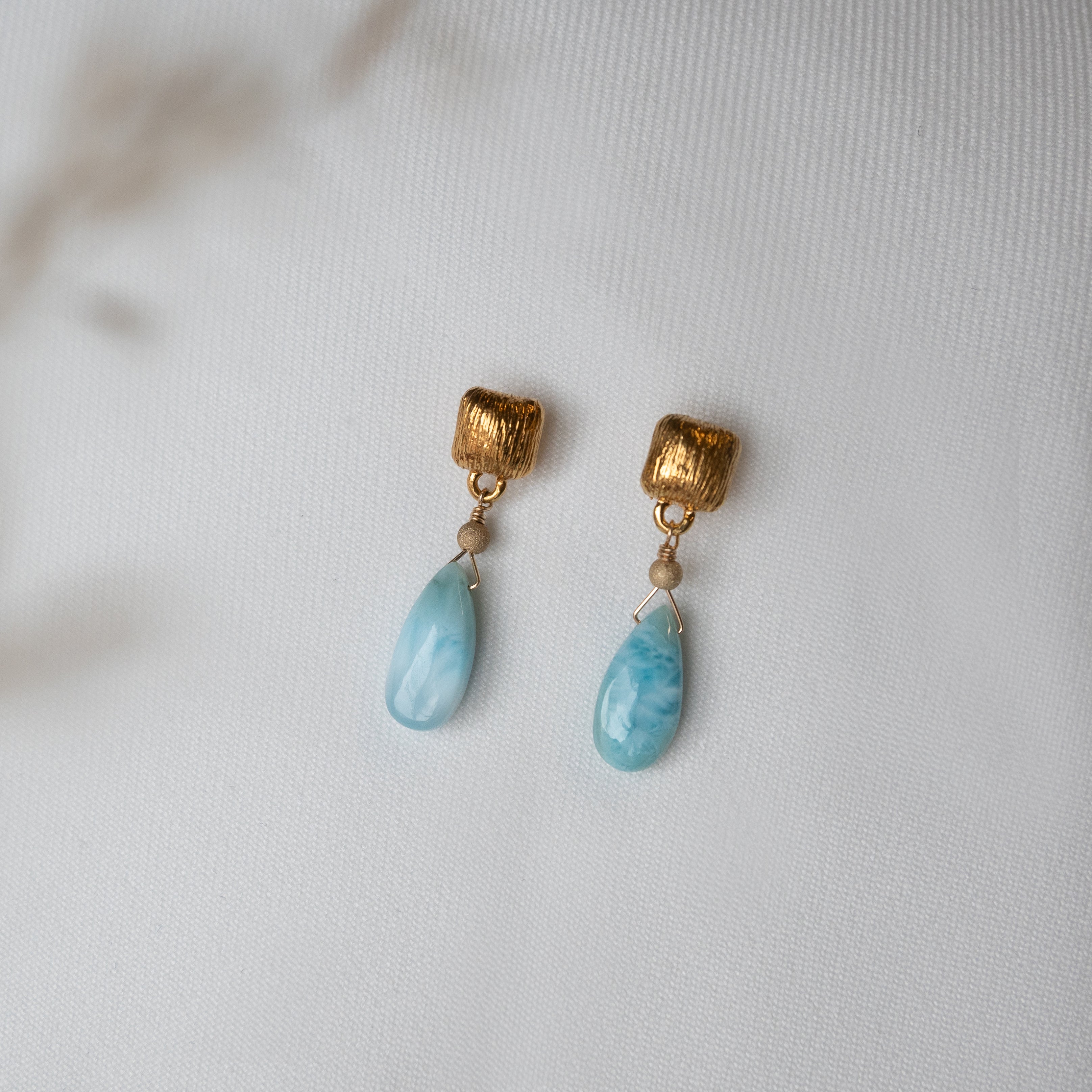 Kathryn Rebecca, Larimar Cushion Drop Earrings-1