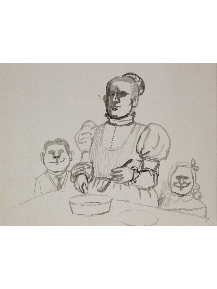 Georges de Niverville, Untitled (Baking with 2 children)