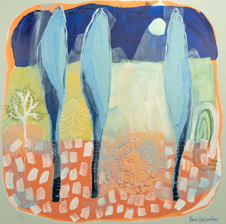 Claire Desjardins, Three Blue Trees and a Moon