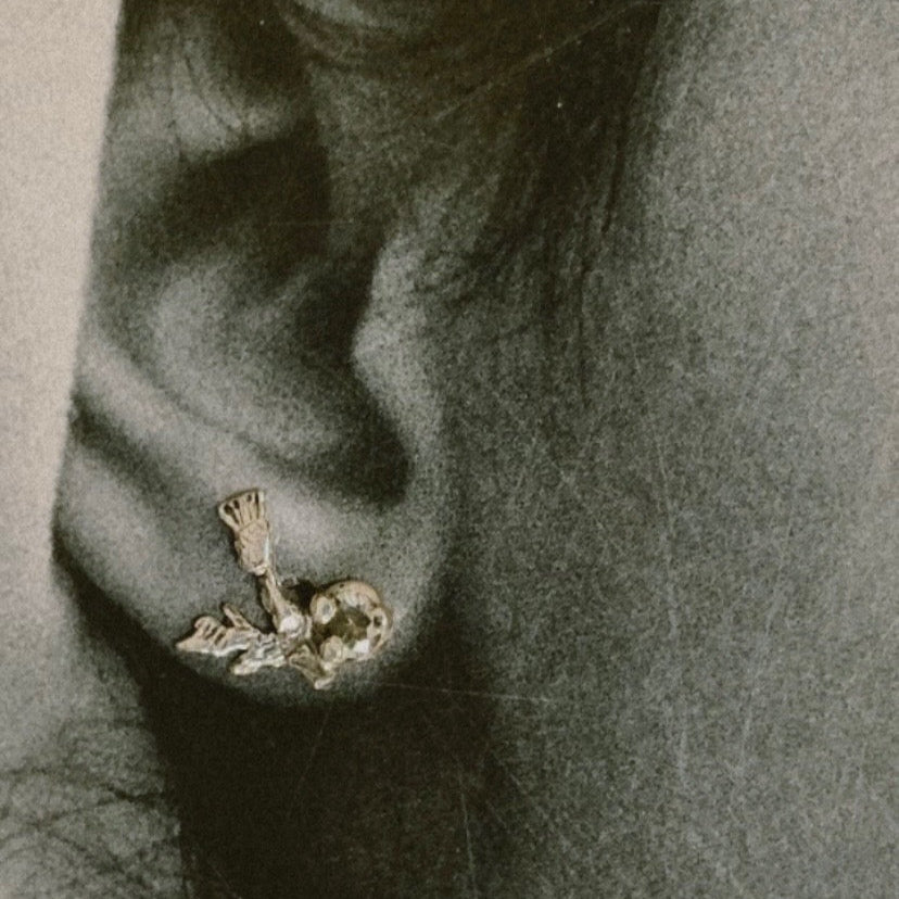 RYHN, Silver Montana Sapphire Thistle Studs-3