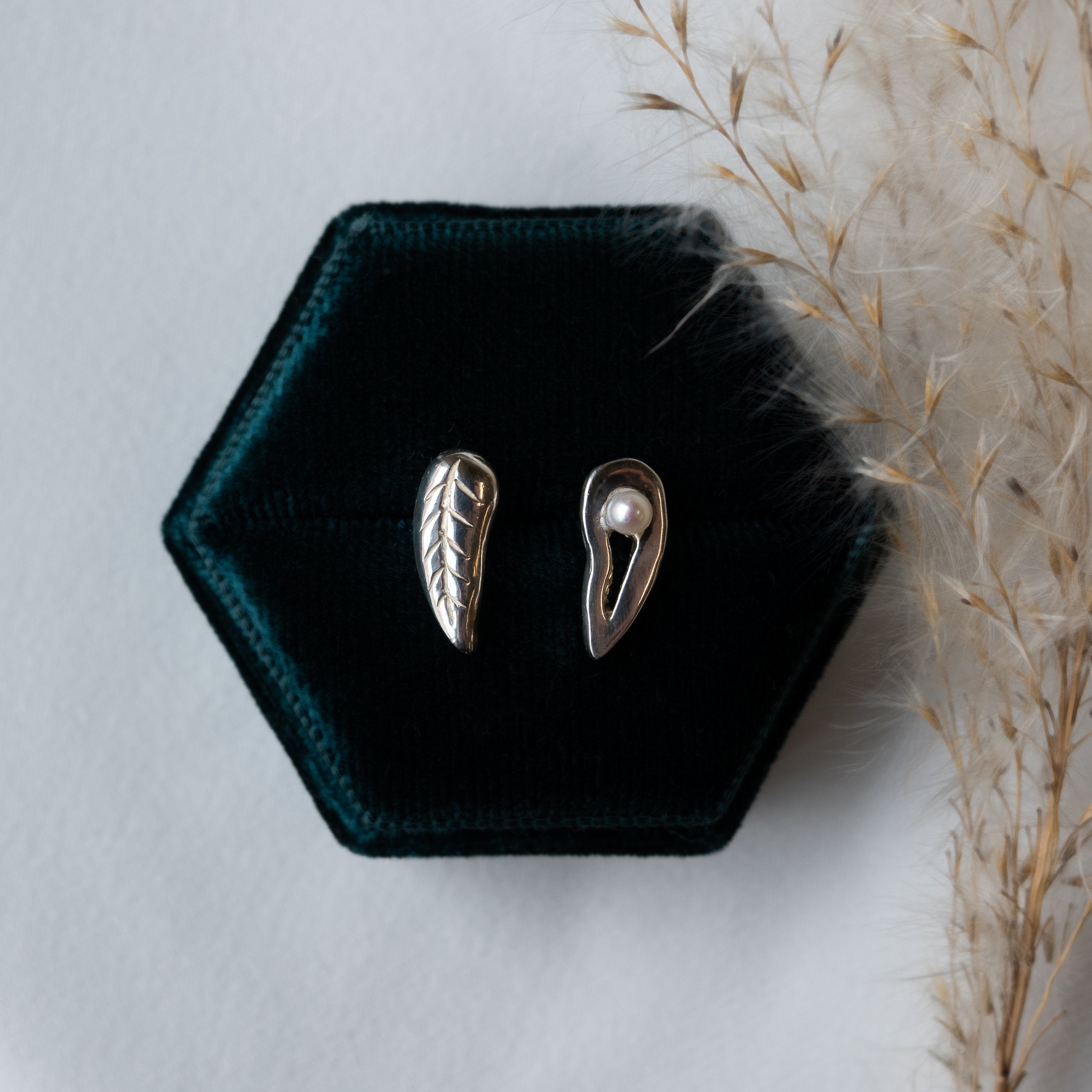 Kathryn Rebecca, Spring Blossom Asymmetrical Leaf Earrings