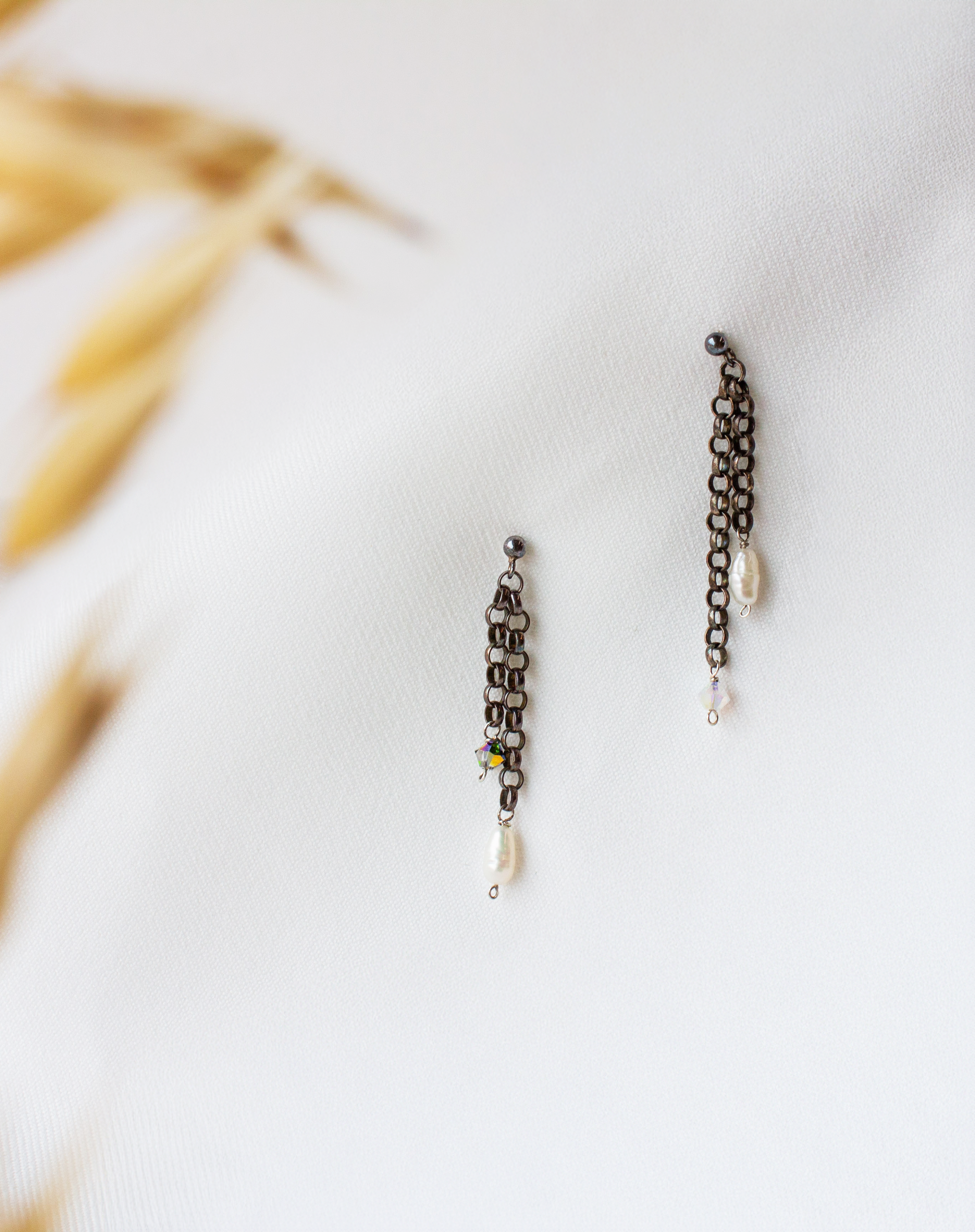 Brenda Wong, Asymmetrical Chain Earrings-1