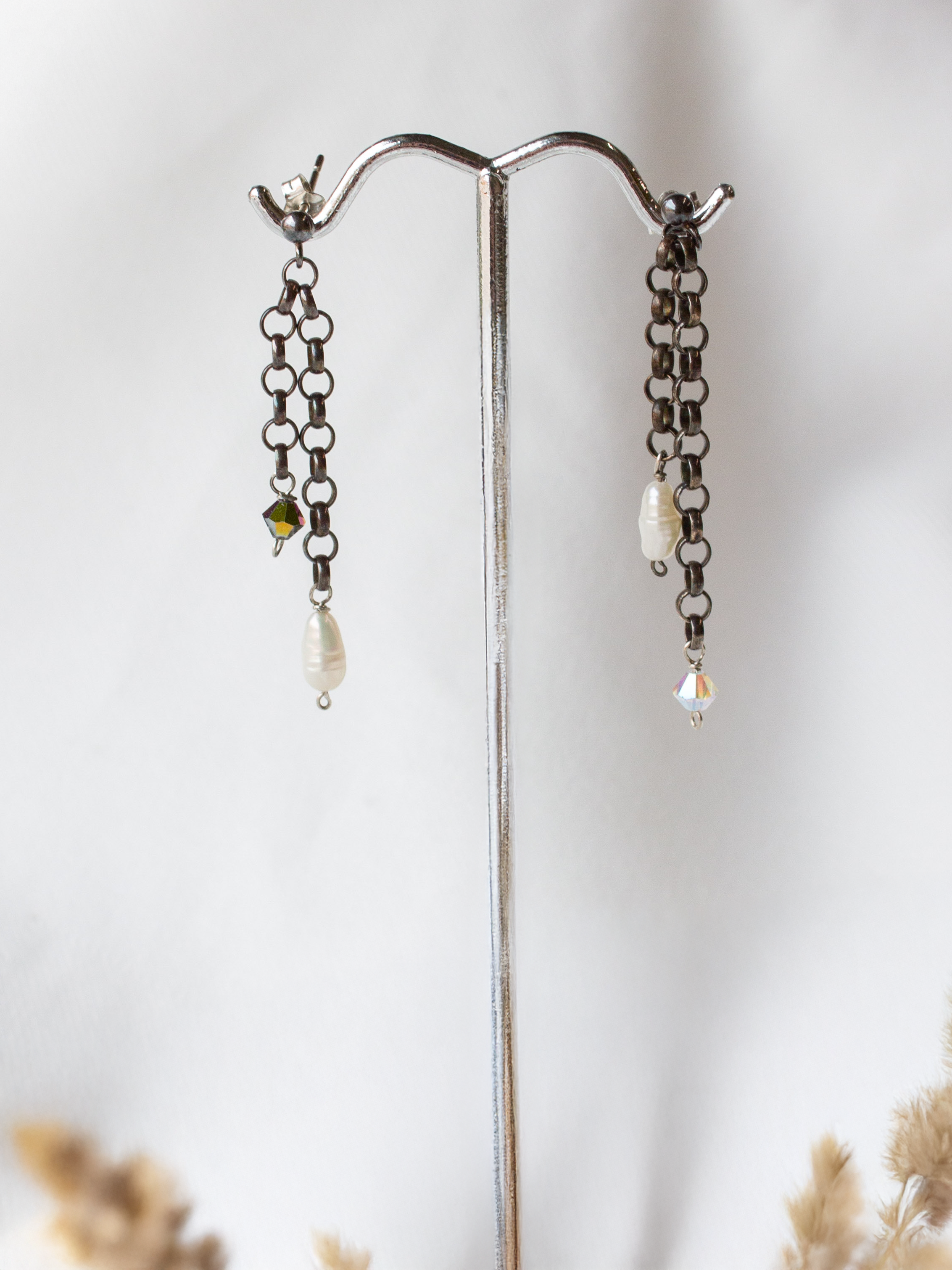 Brenda Wong, Asymmetrical Chain Earrings-2