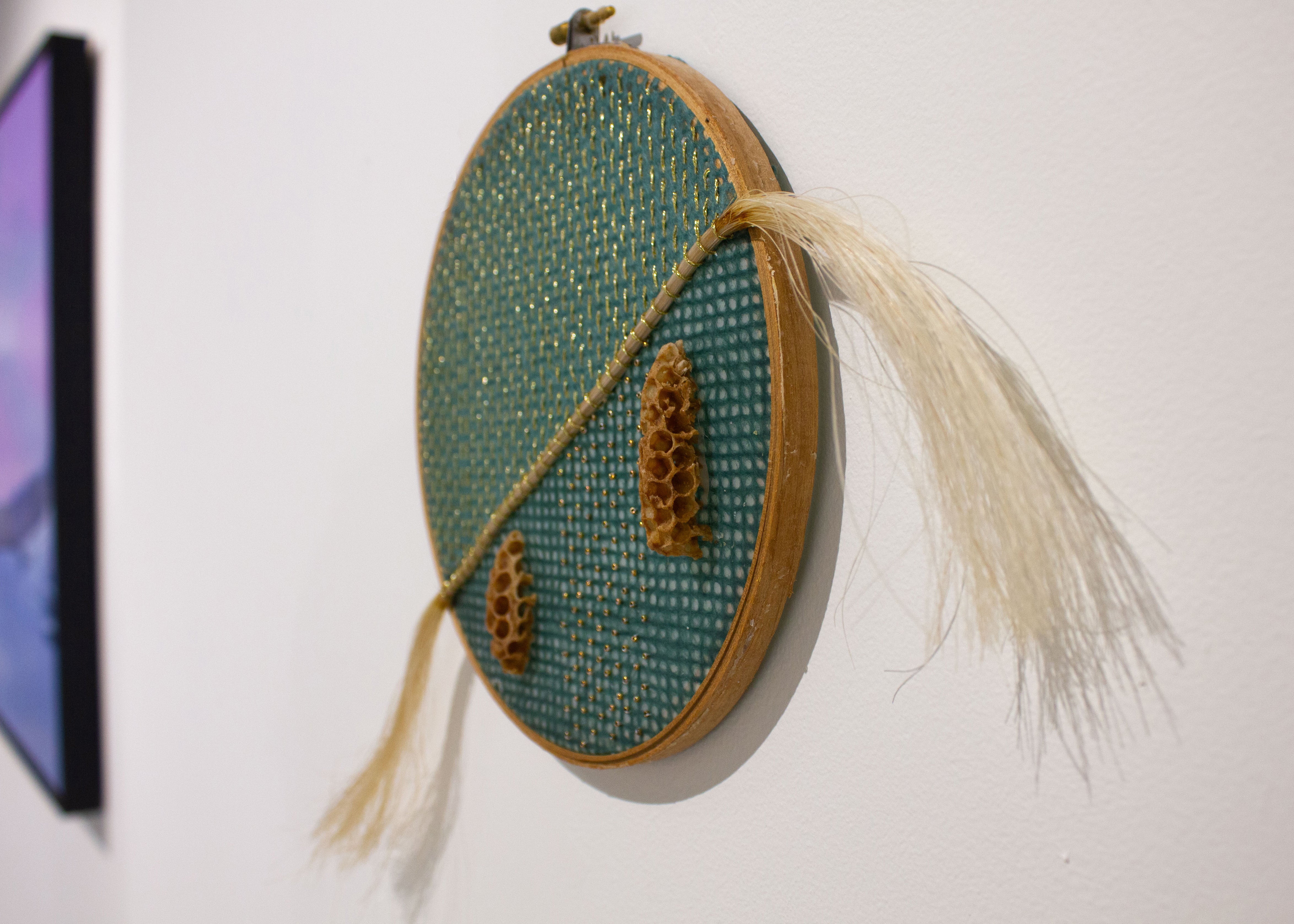 Ava Roth, Burr Comb and Horse Hair, Green and Gold