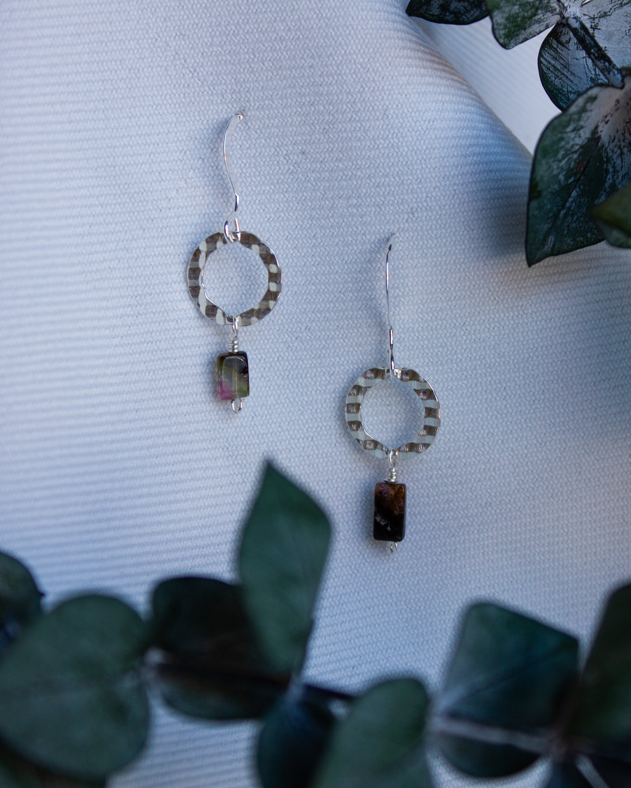 Brenda Wong, Checkered Circle Gemstone Earrings