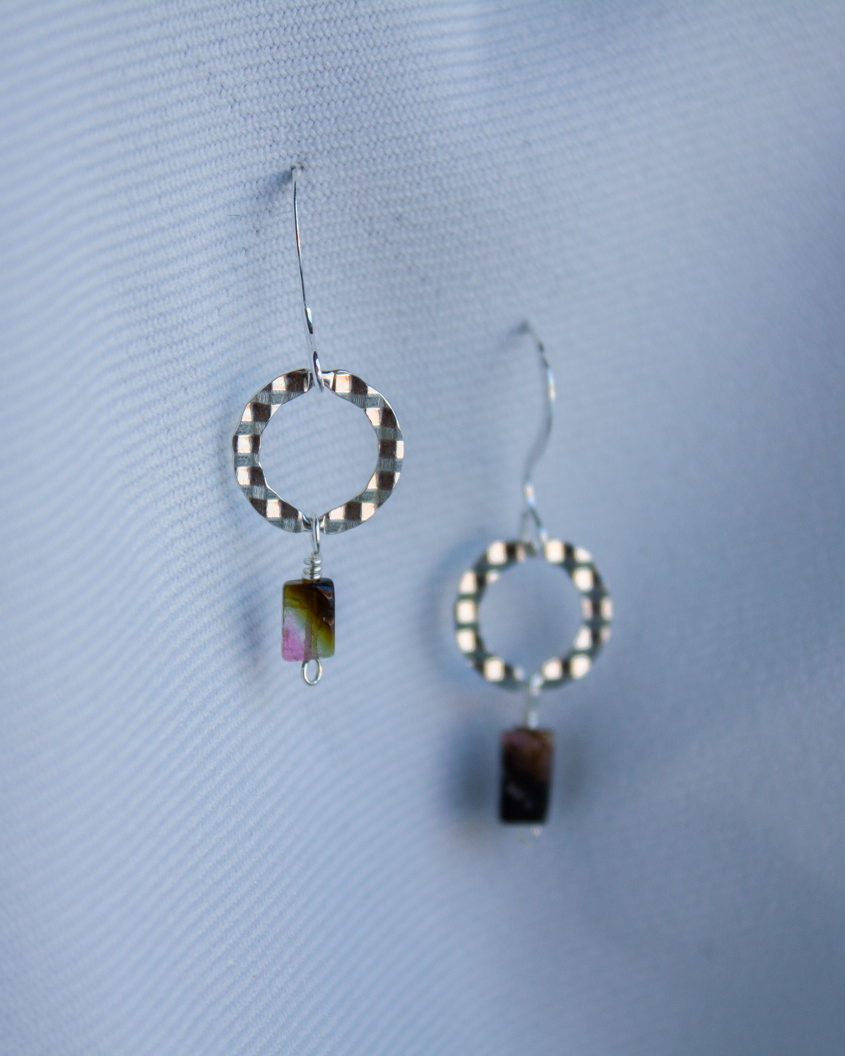 Brenda Wong, Checkered Circle Gemstone Earrings-3