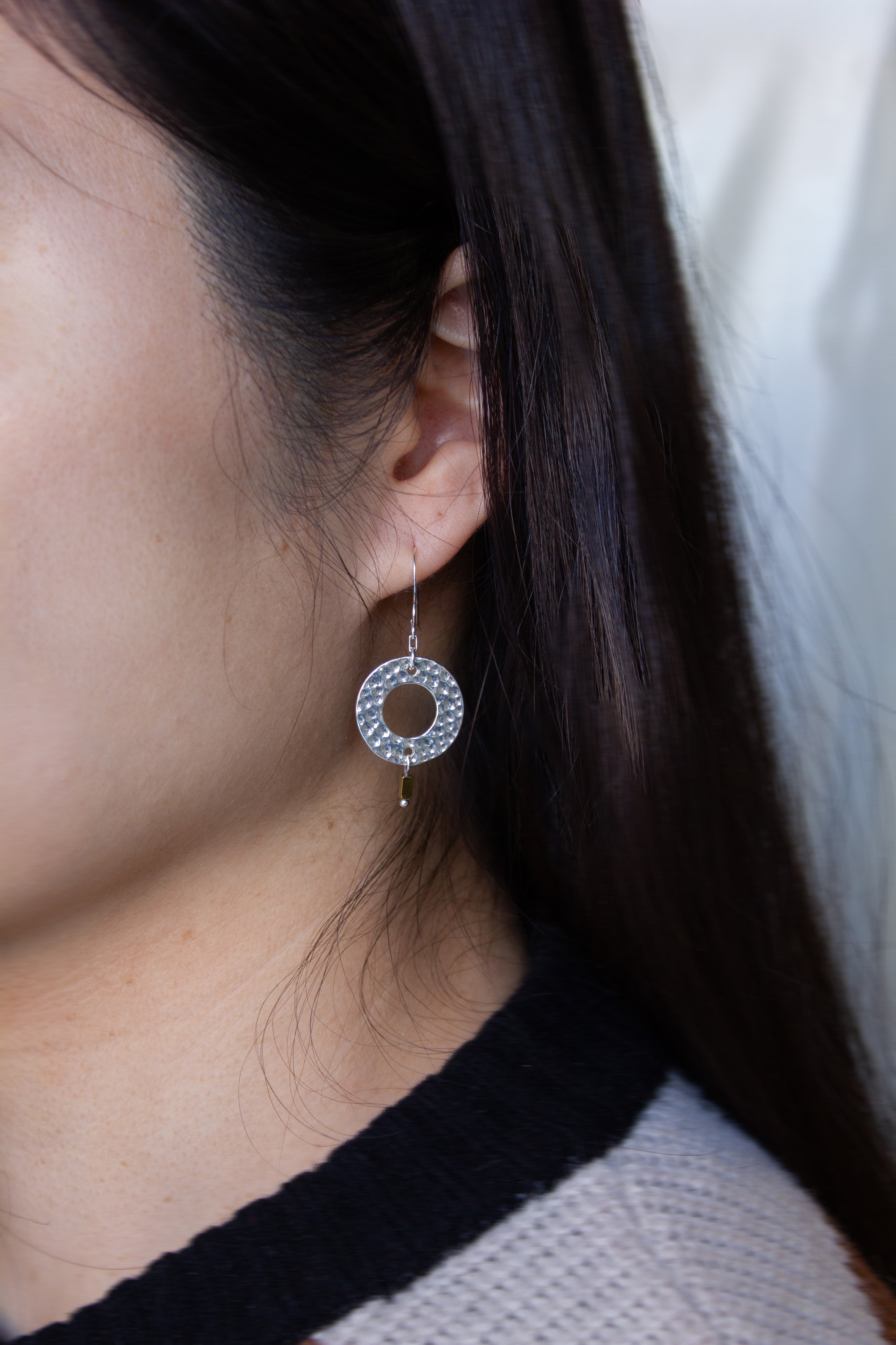 Brenda Wong, Dimpled Large Circle Earrings-3