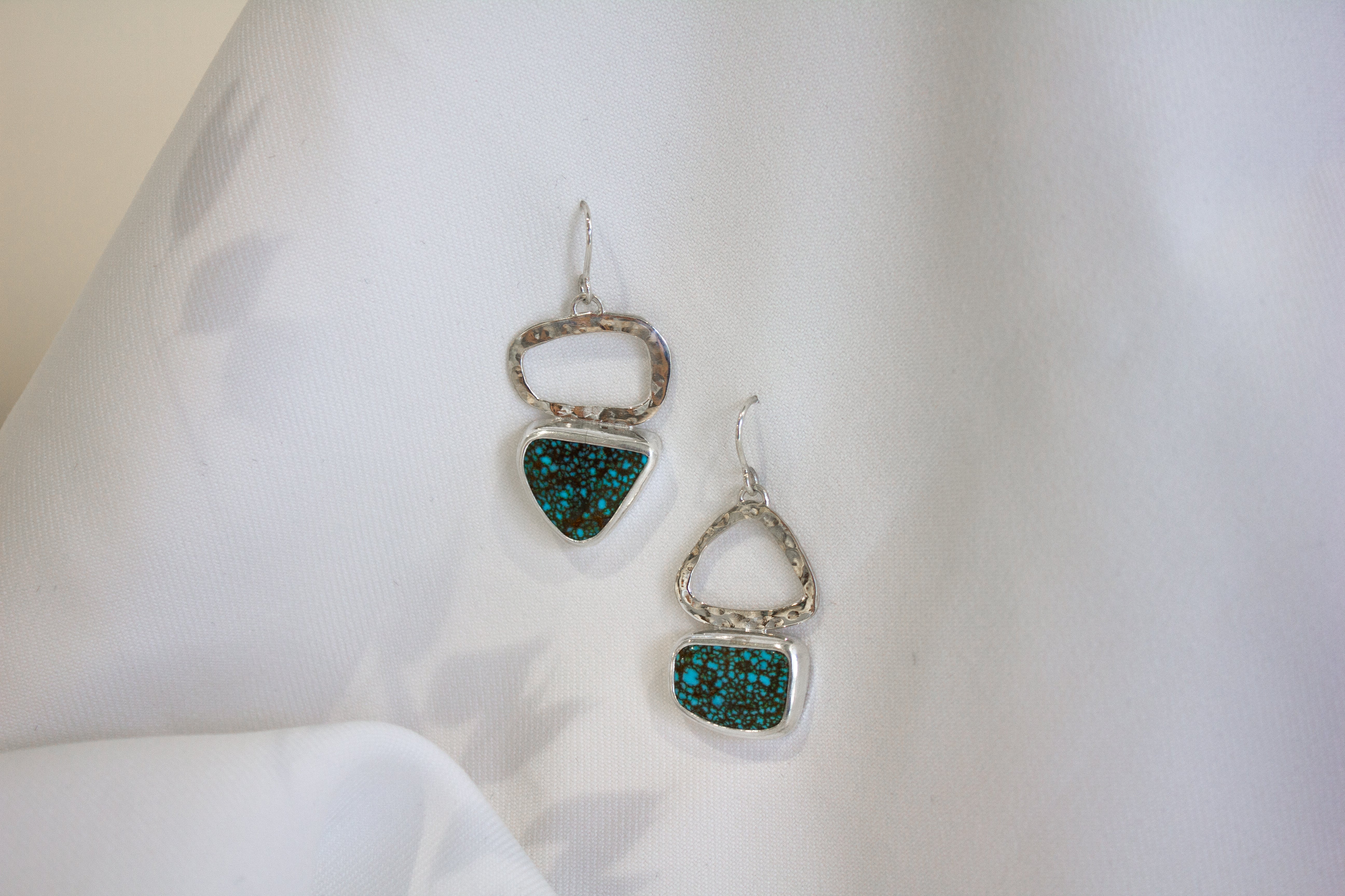 Galili Ellis, Asymmetrical Turquoise Web Earrings-1