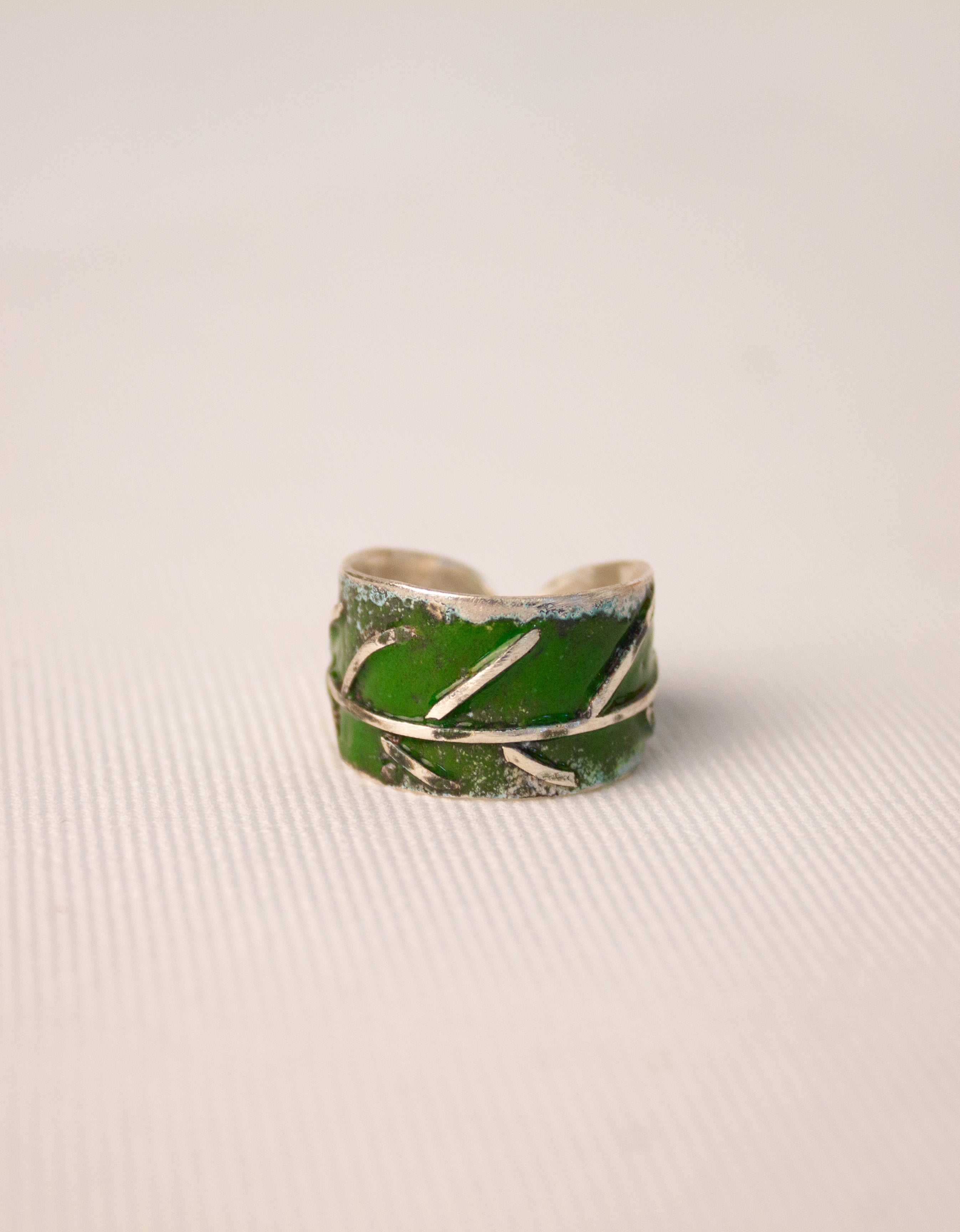 Galili Ellis, Silver and Green Leaf Ring-3